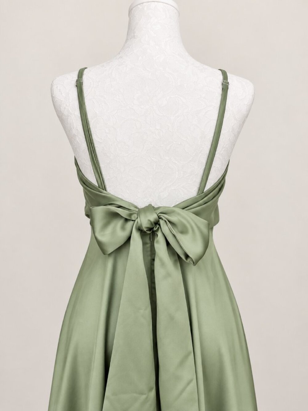 Lulus Sage Green Satin Maxi Dress Size XS | Bow Back
